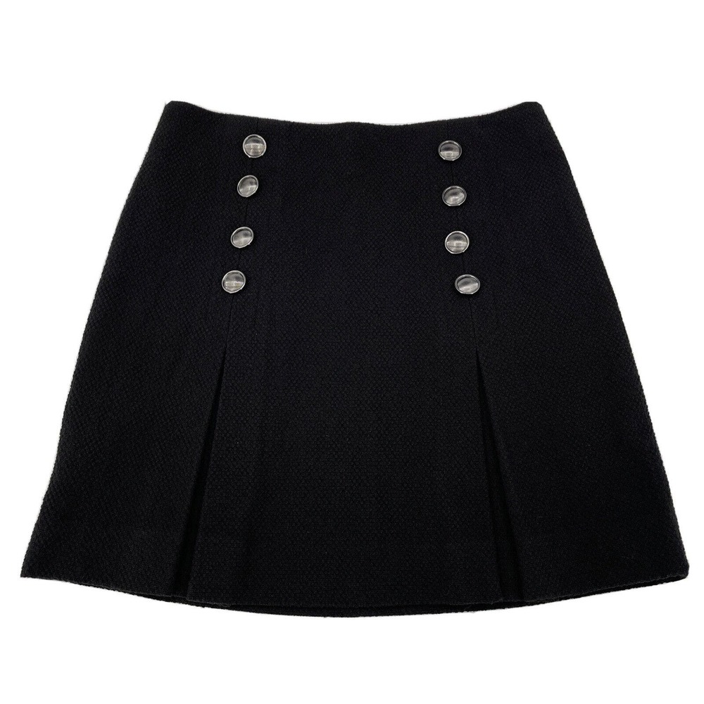 Etcetera Lined Skirt‎ Womens 6 Pleated Decorative Buttons Black